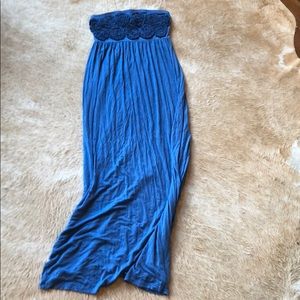 Strapless Maxi Dress with Floral Detail